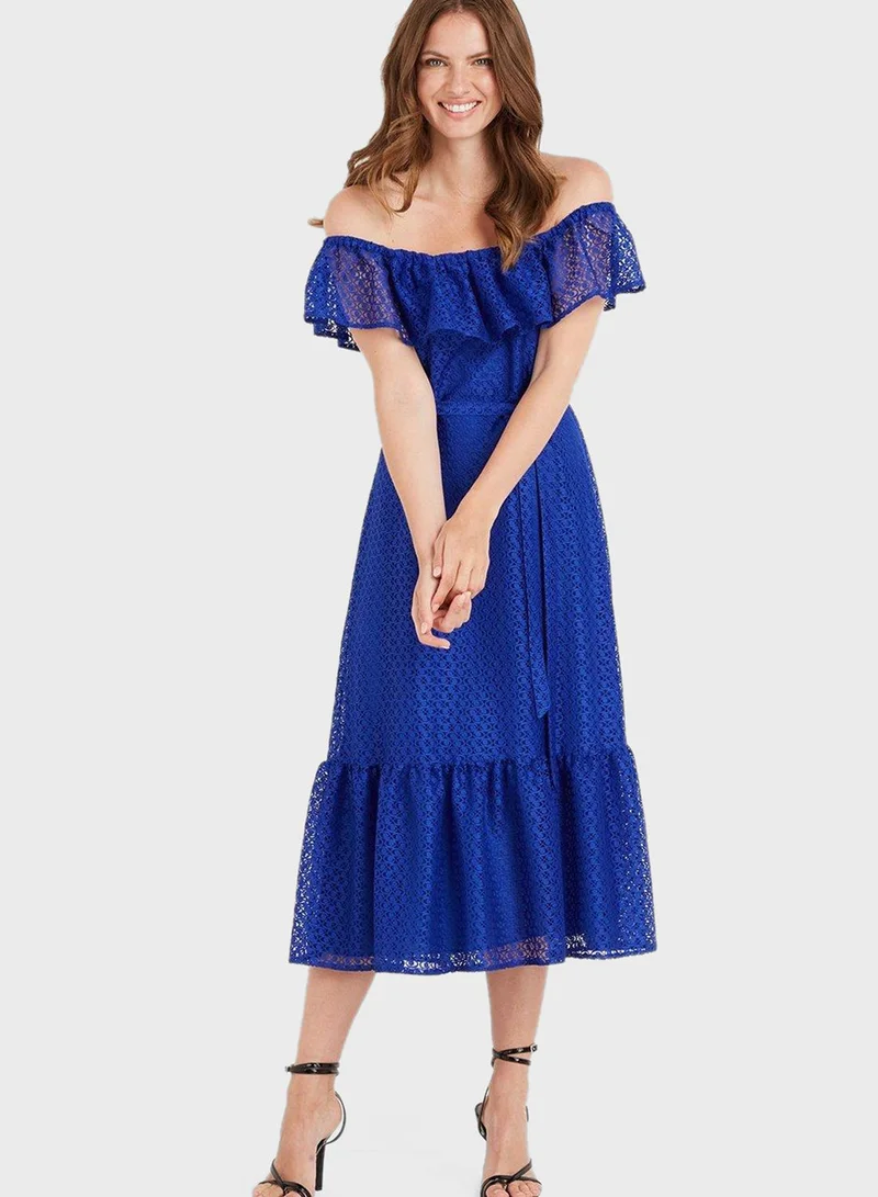 Wallis Bardot Ruffle Detail Tiered Dress