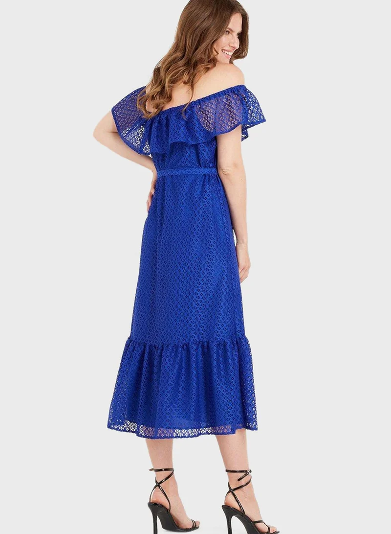 Wallis Bardot Ruffle Detail Tiered Dress
