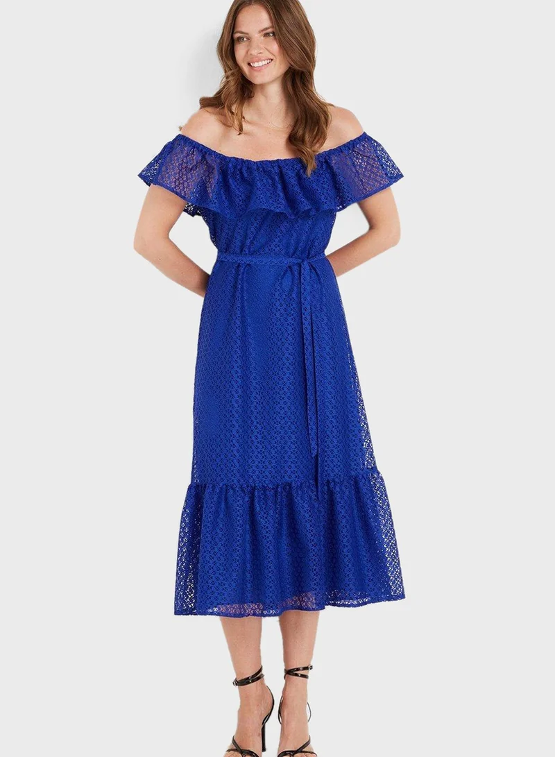 Wallis Bardot Ruffle Detail Tiered Dress
