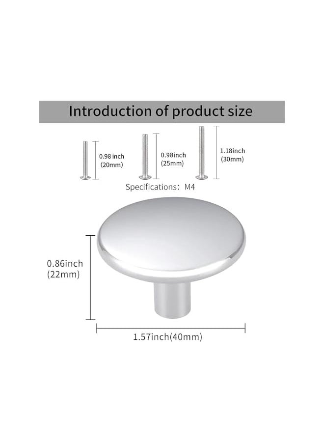 PROMASS promass Cabinet Knobs Round Drawer Knobs 37mm Single Hole Aluminum Alloy Dresser Knobs Used for Kitchen Cabinet Hardware, Pack of 10,Silver  - Image 2