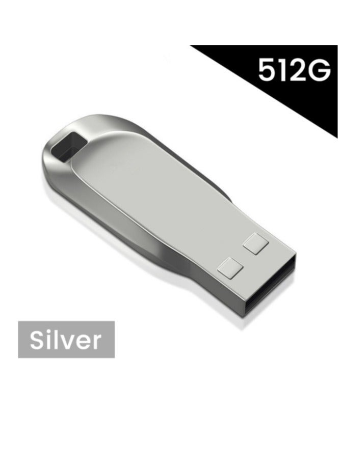 AROAQ 512GB USB 3.0 High speed Flash Metal Pen Drive Waterproof Silver  - Image 1