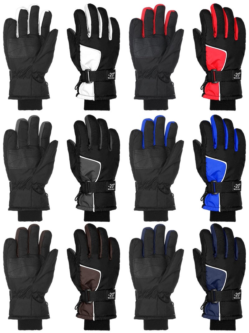 Bencailor 6 Pairs Winter Gloves for Kids Waterproof Boys Snow Ski Gloves Girls Warm Windproof Mittens for Children OutdoorRed White Blue Brown Brown Purple Blue610 Years