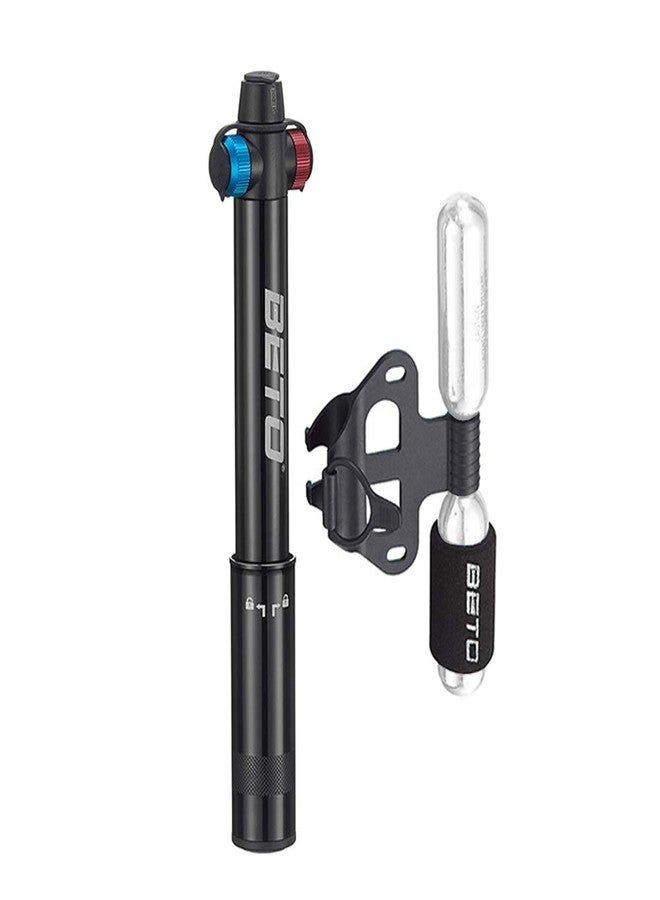 Beto Mini Bike Pump with CO2 Inflator - Dual Mode Hand Pump/ CO2 Valve - Portable Bike Tire Pump Patented Auto-Switching Twin Head Fit Presta/Schrader (NO CO2 cartridges) - Image 1