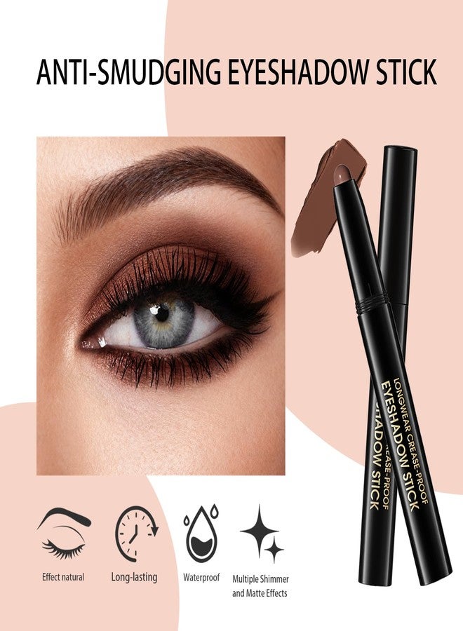 Euphily Matte Cream Eyeshadow Stick, Waterproof Eye Shadow Stick, Long-Lasting and Blendable High Pigmented Single Eyeliner Makeup for Women, 2 Pecan - Image 2