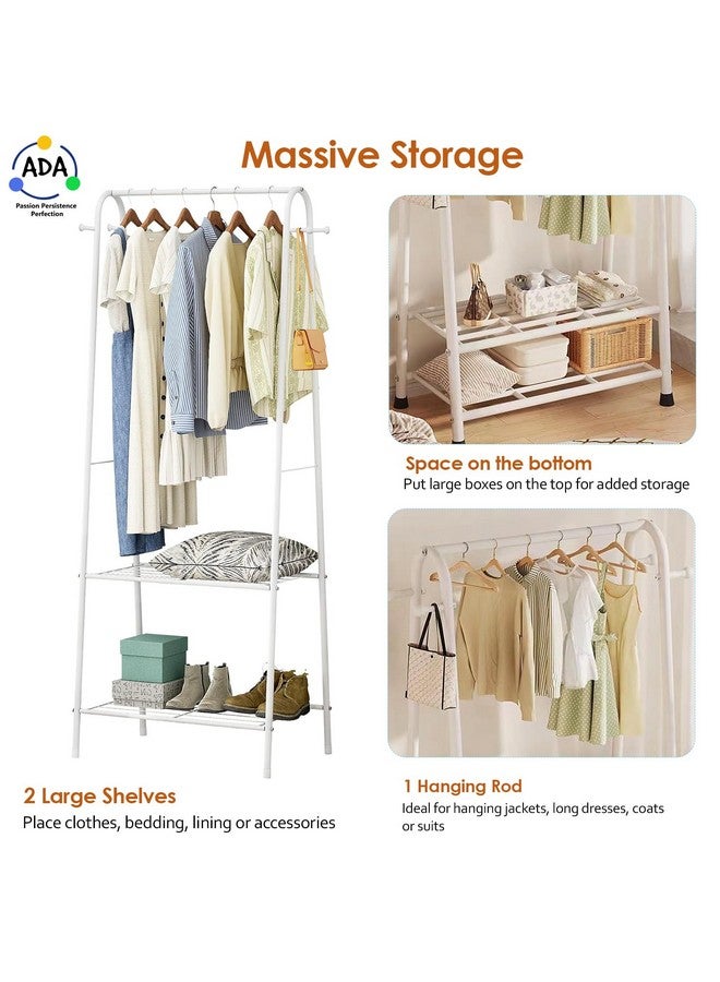 ADA Ada Premium Metal Garment Rack, Closet Organizers And Storage With Double Layer Shelf For Storing Clothes, Shoes, Bags - White - 80 X 40 X 150Cm - Image 4