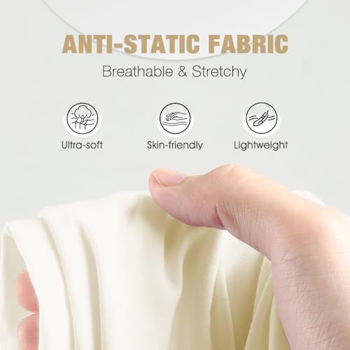MANCYFIT Long Slips for Under Dresses Full Length Adjustable Spaghetti Strap Nightgown Beige Large - Image 3