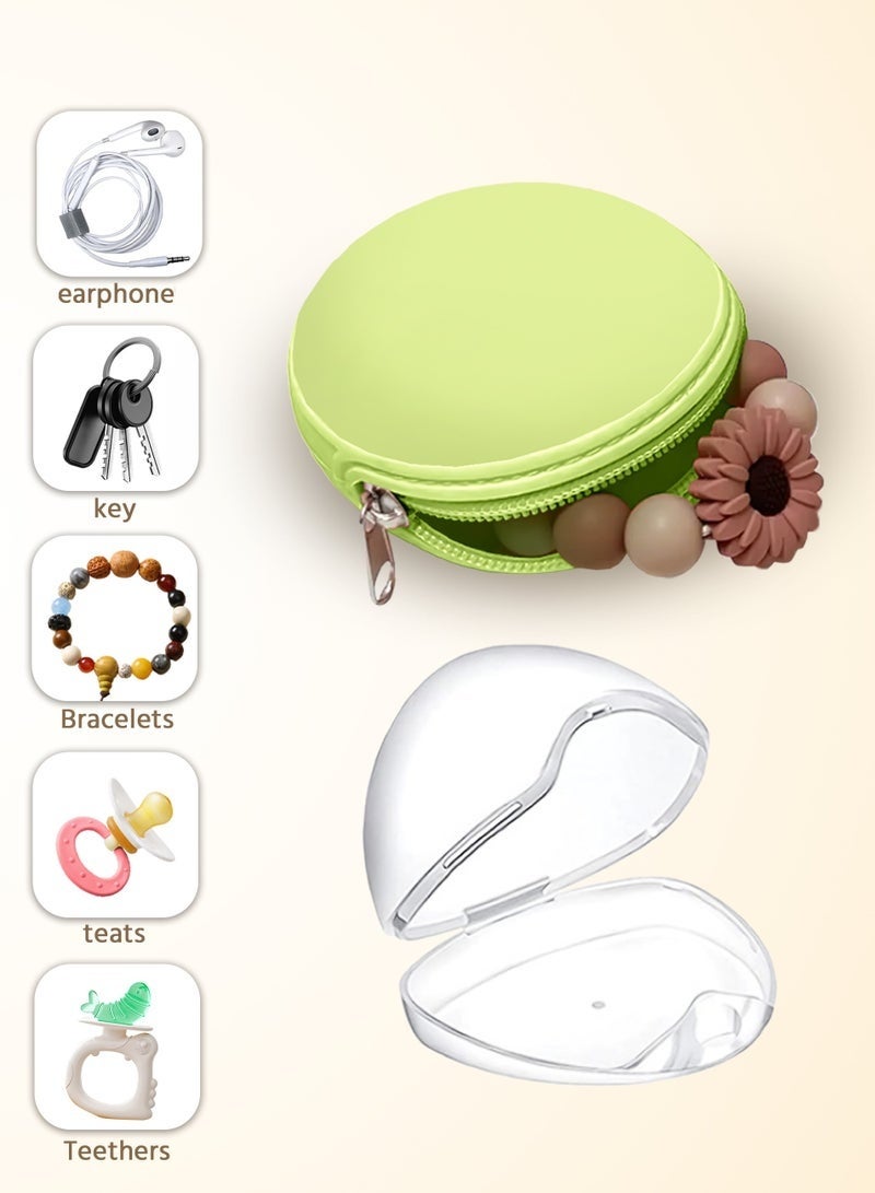 عبوة من 4 قطع من حافظة الدمية الدائرية متعددة الوظائف من السيليكون، حامل مقاوم للماء، لتخزين سماعات الأذن والمفاتيح والمجوهرات واللهايات، منظم للسفر والاستخدام اليومي - Image 3