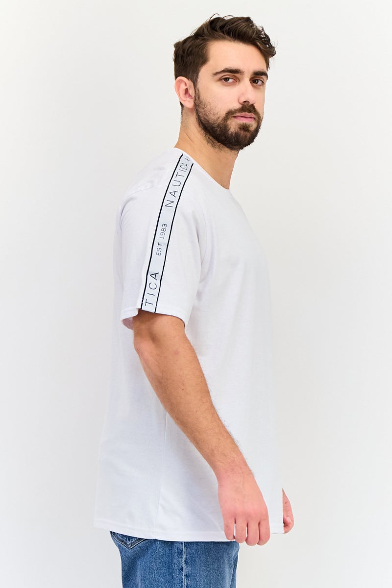NAUTICA Men Crew Neck Short Sleeves Embroidered Logo T-Shirt, White - Image 2