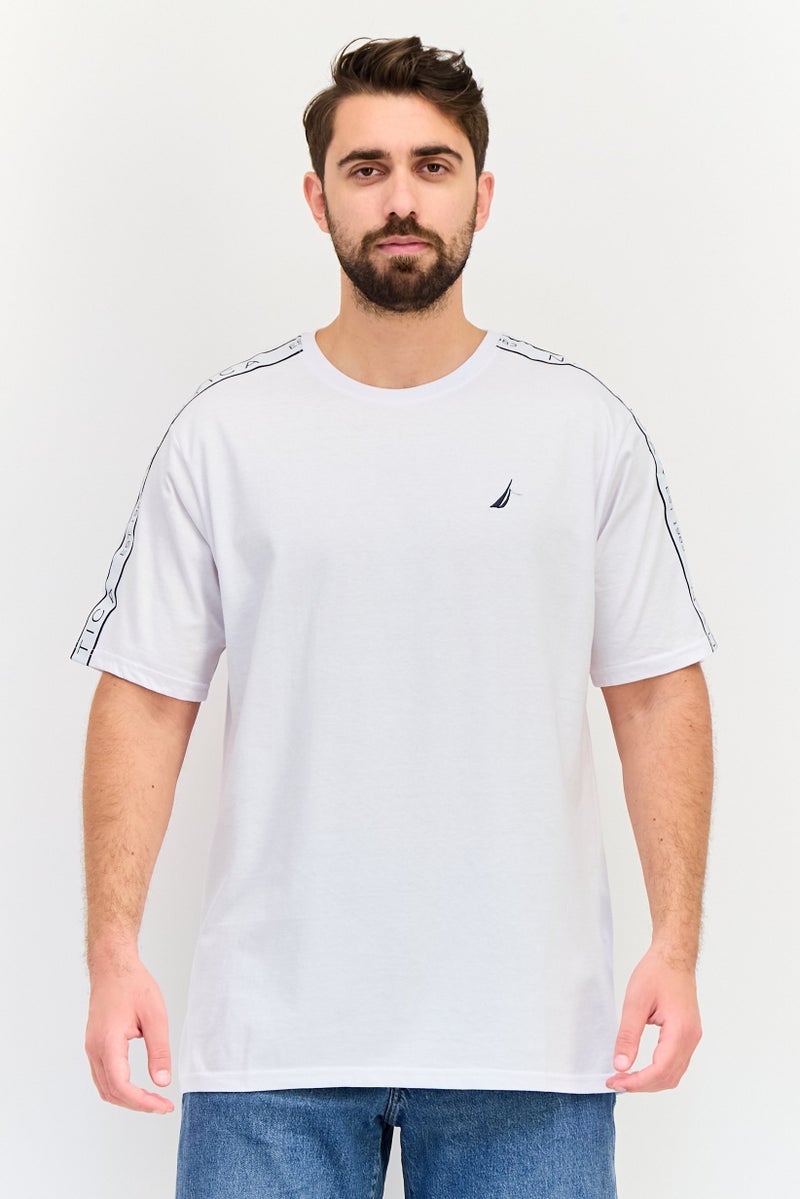 NAUTICA Men Crew Neck Short Sleeves Embroidered Logo T-Shirt, White - Image 1
