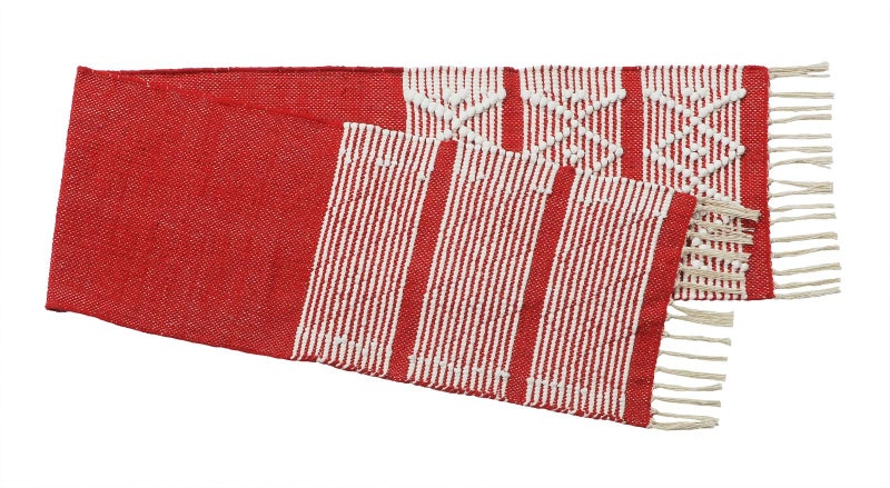 POSHREYA Cotton Table Runner for 4 6 Seater Dining Table|Centre Table|Coffee Table|Living Room|Table Decor|Eating Area|Decorative Runner|(14*72 INCHES)|RED White|TRPS 019 - Image 4