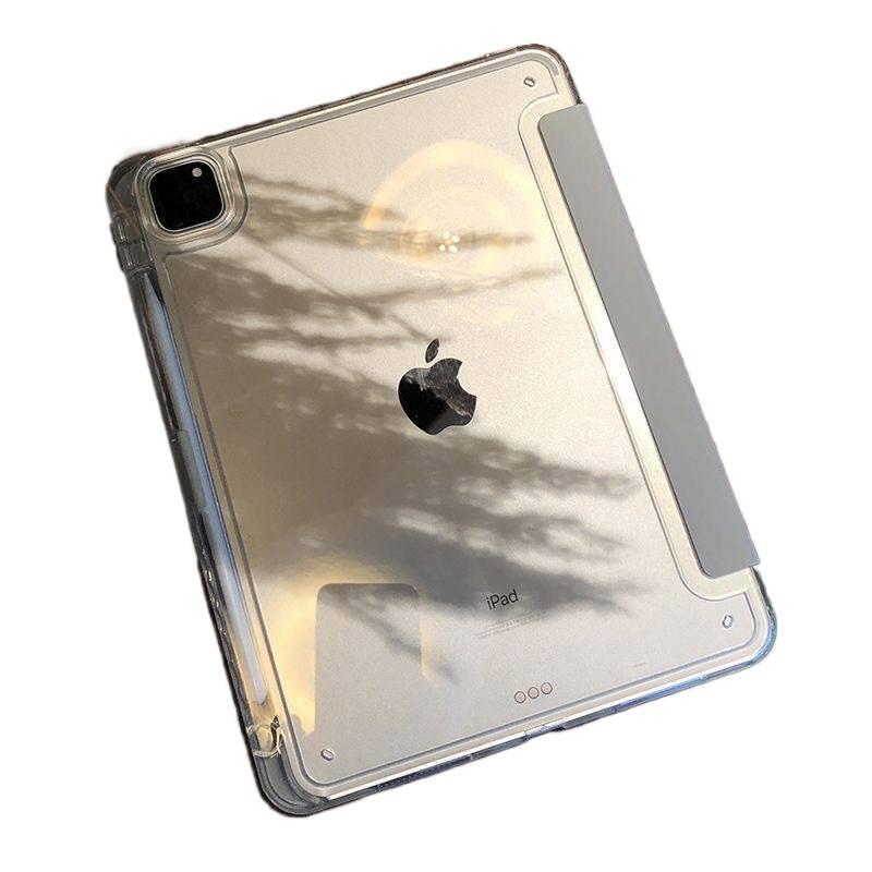 DGG حافظة آيباد شفافة بظهر واضح لجهاز iPad 10th Gen مع حامل قلم باللون وردي بظهر شفاف باللون الوردي - Image 4