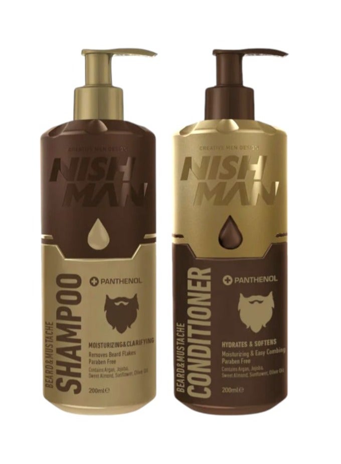 NISHMAN Beard & Mustache Shampoo & Conditioner 200ml