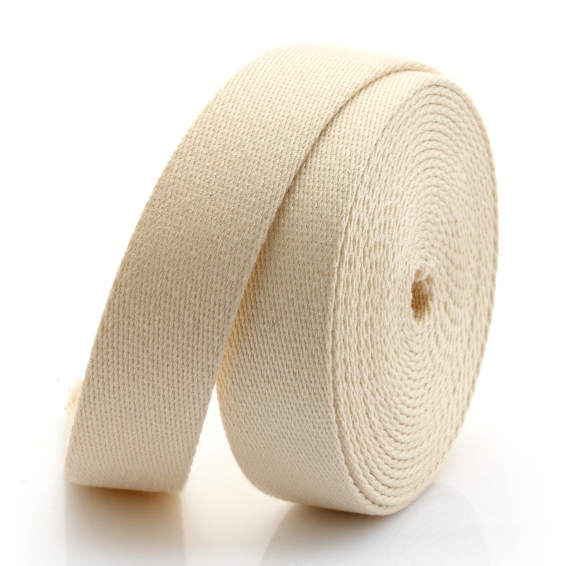 Craftmemore Heavy Cotton Webbing - Straps For Arts And Crafts  Luxury Bag Strap High Density Webbing (1 Inch X 5 Yards  Beige) - Image 1