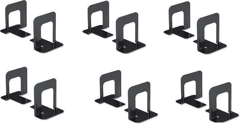 Innovera Nonskid Heavy Gauge Steel Universal Economy Bookends 4 34 x 5 14 x 5Inches Black 6 Pair 54055 - Image 1