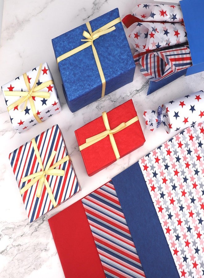 Welpurch 100 Sheets Patriotic Tissue Paper Bulk, 14 x 20'' Red White Blue Star and Stripe Wrapping Paper for 4th of July DIY Crafts Independence Day Memorial Day Party Decorations - Image 5