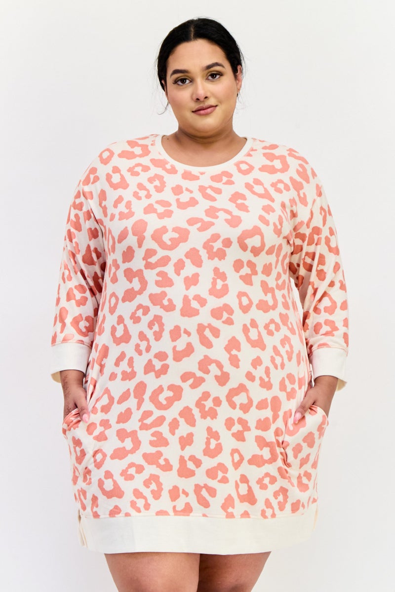 Kensie Women Plus Size Allover Print Sleepwear Dress, Multicolor - Image 1