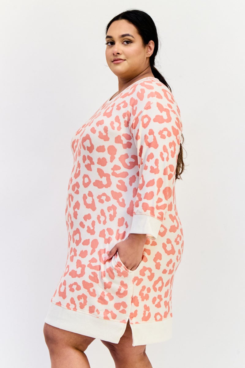 Kensie Women Plus Size Allover Print Sleepwear Dress, Multicolor - Image 2