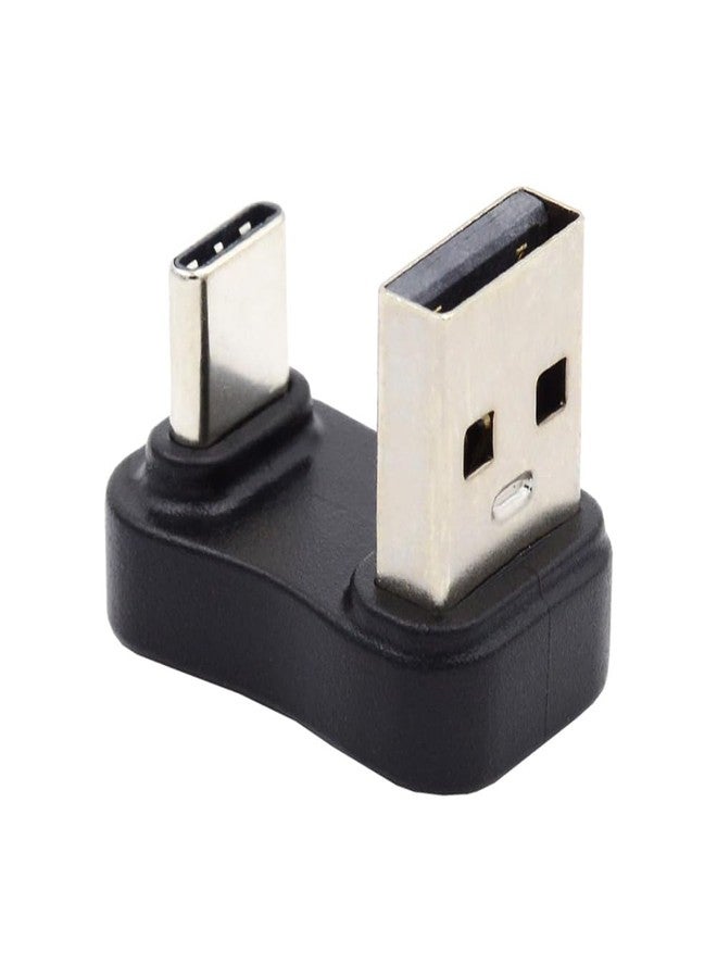 cablecc 10Gbps Type A USB3.0 Male to USB 3.1 Type C Male Data Opposite U Shape Back Down Angled 90 Degree Charge Adapter for Laptop Phone - Image 1
