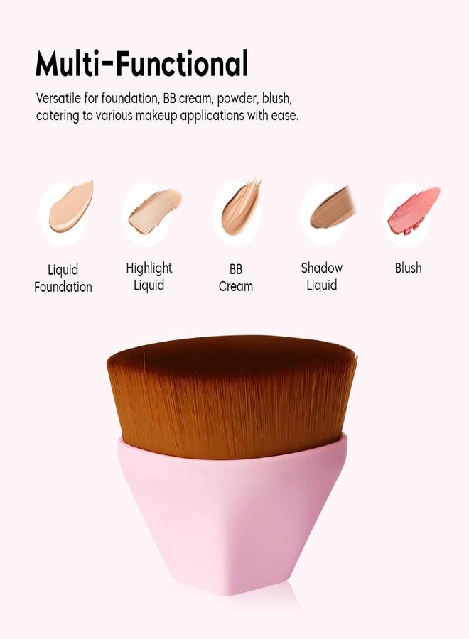 FACEFAB Foundation Makeup Brush, Kabuki Hexagon Face Blush Liquid Powder Foundation Brush for Blending Liquid, Cream or Flawless Powder Cosmetics (PINK) - Image 4