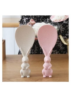 Generic 2pcs Rabbit Shape Standing Rice Spoon Household Rice Spoon for Cooking Rice (Random Color)  - Image 1