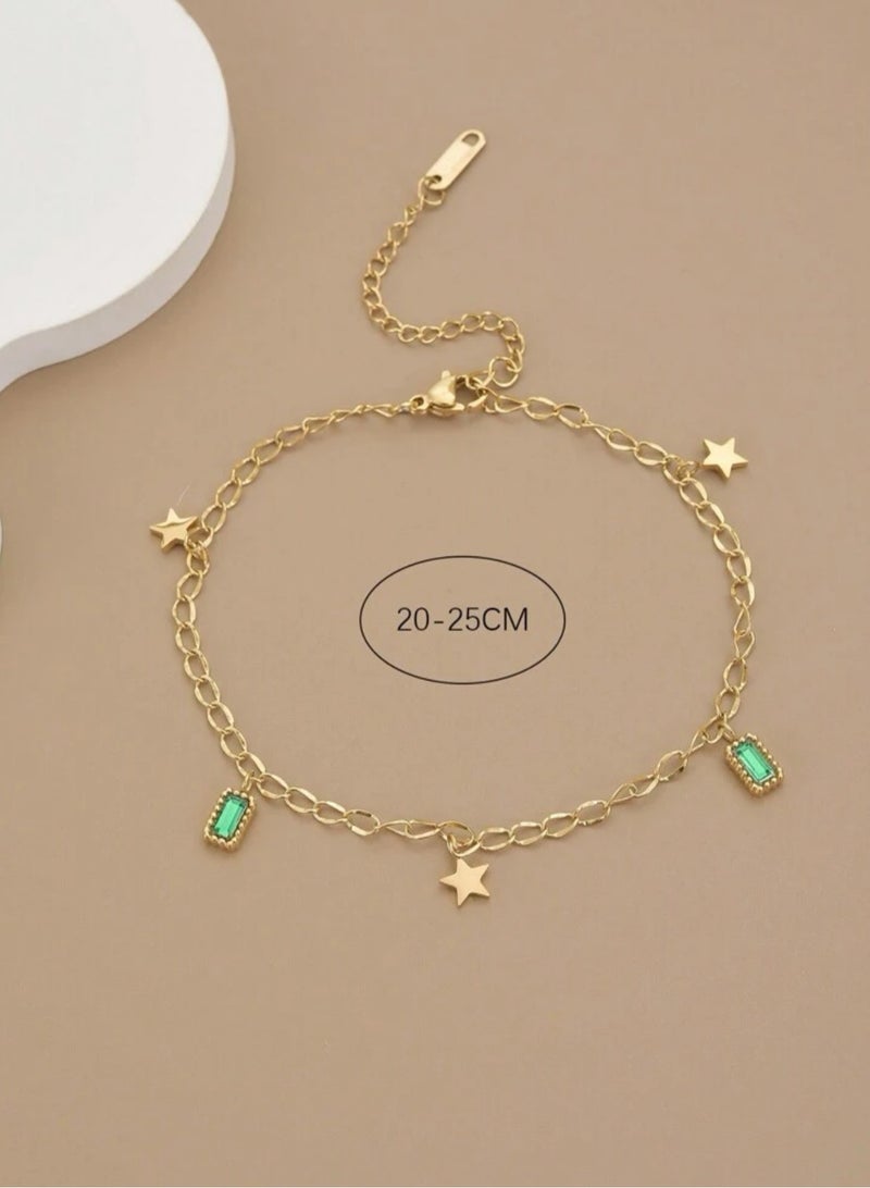 إيكوال خلخال نسائي أنيق من الاستانلس ستيل مطلي باللون الذهبي - Image 3