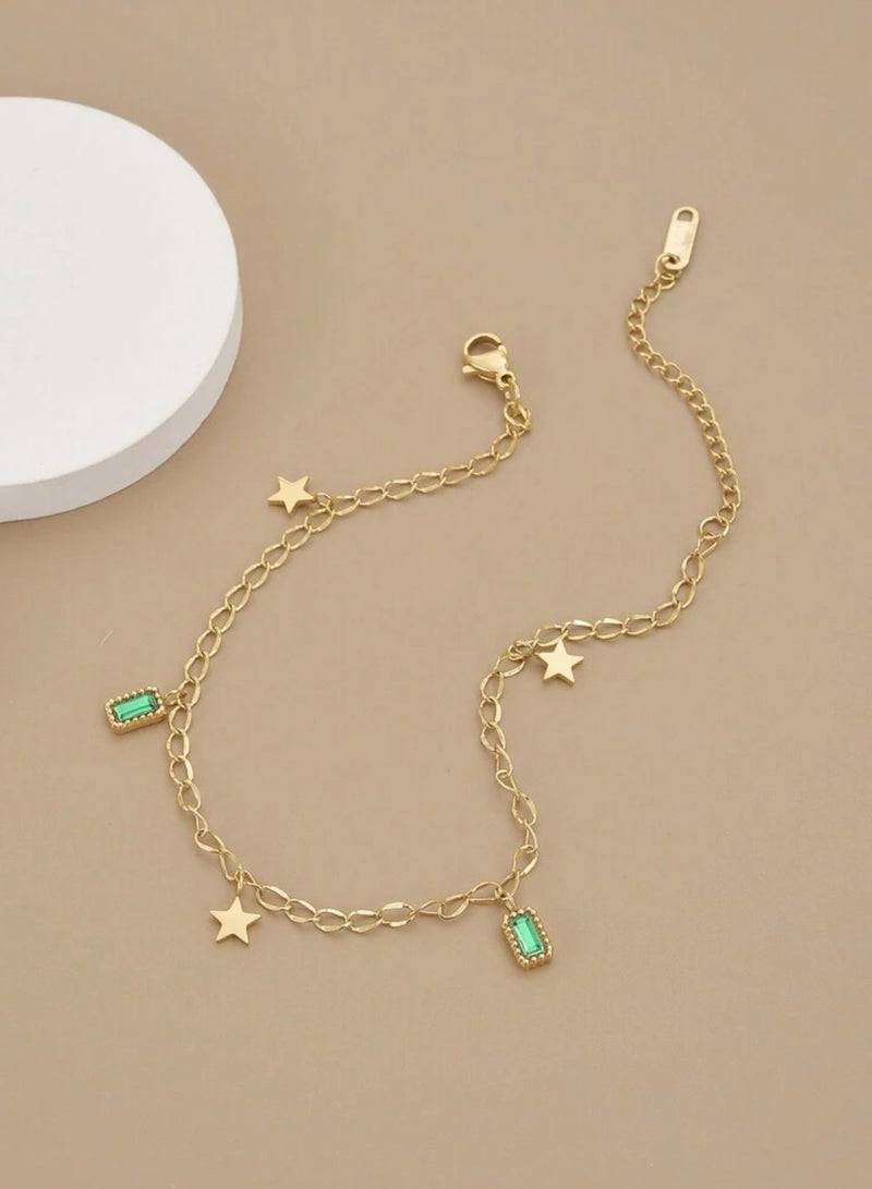 إيكوال خلخال نسائي أنيق من الاستانلس ستيل مطلي باللون الذهبي - Image 2