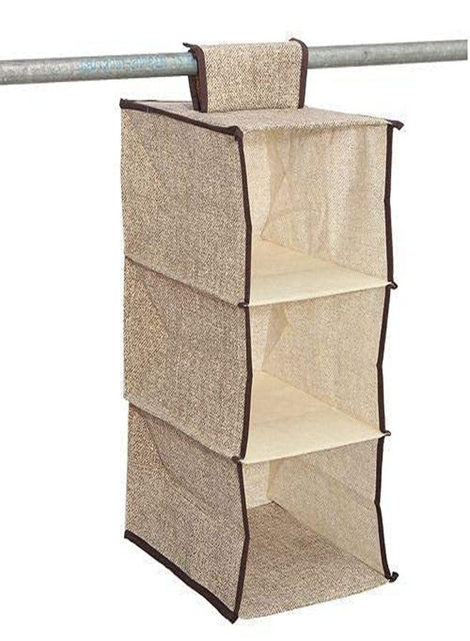 XIBO 3 Layer Foldable Hanging Clothes Multipurpose Wardrobe/Closet Storage Organizer Shelves 30 x 30 x 60 cm (Multi Color) - Image 1