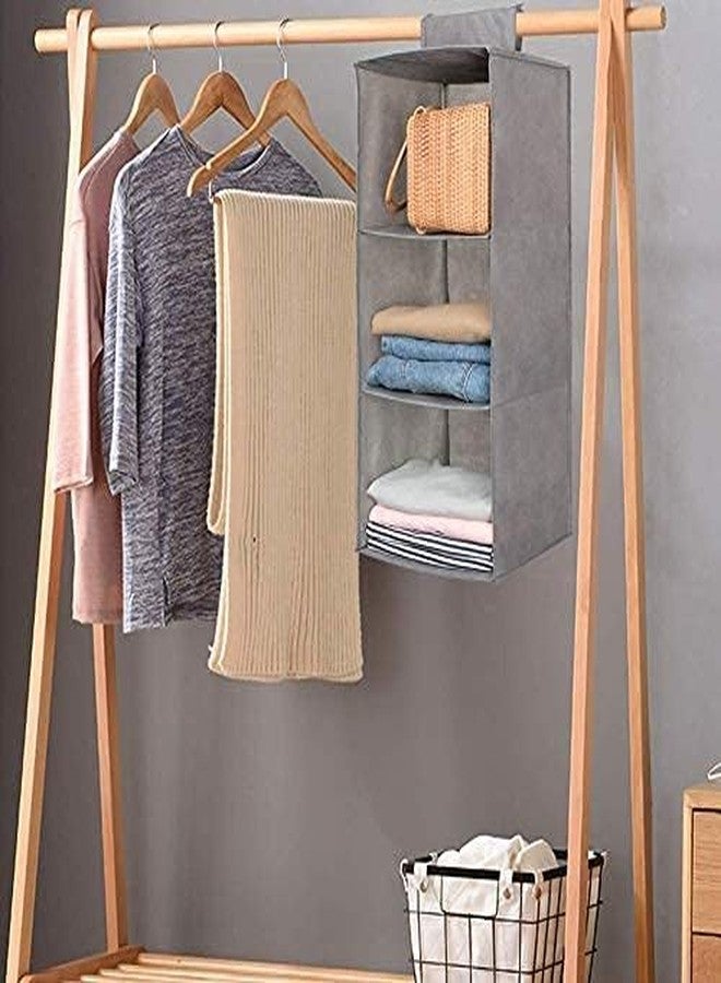 XIBO 3 Layer Foldable Hanging Clothes Multipurpose Wardrobe/Closet Storage Organizer Shelves 30 x 30 x 60 cm (Multi Color) - Image 4
