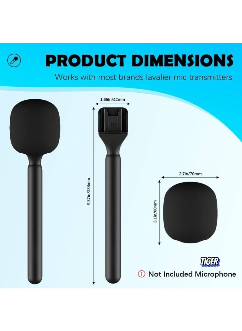 TIGER Microphone Handheld for DJI Mic, RODE Wireless GO II/PRO – Universal Interview Handle Adapter with Windshield Foam, Wireless Lavalier Mic Adapter for Interviews, Vlogging, and Podcasts  - Image 2
