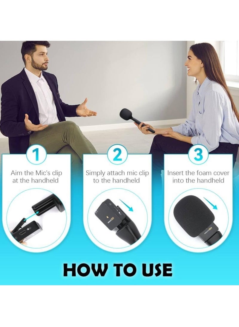 TIGER Microphone Handheld for DJI Mic, RODE Wireless GO II/PRO – Universal Interview Handle Adapter with Windshield Foam, Wireless Lavalier Mic Adapter for Interviews, Vlogging, and Podcasts  - Image 3