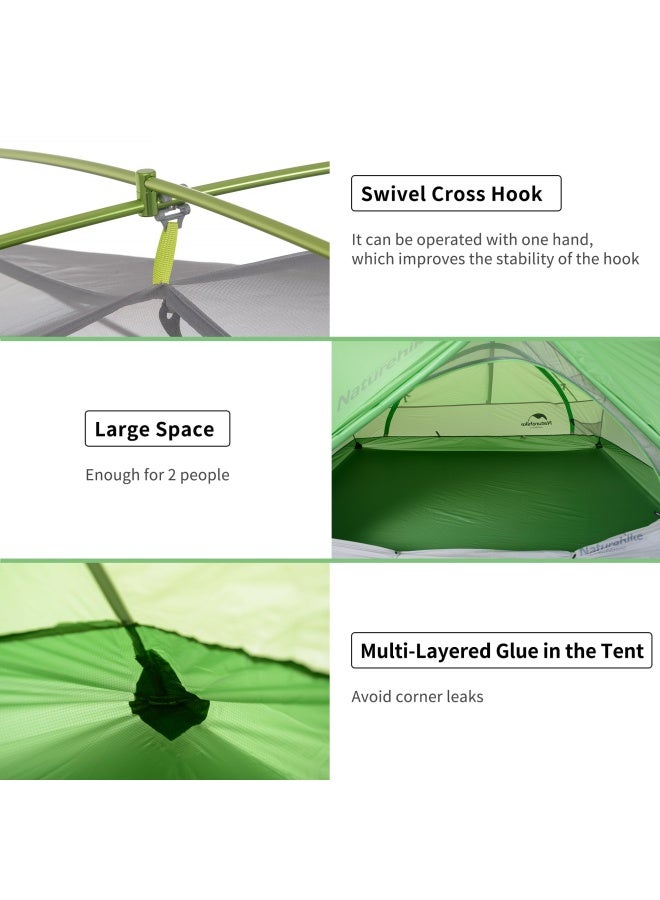 Naturehike Star-River 2 Ultralight Tent | 2-Person Tent With Mats | Square-Shaped, Lightweight, Waterproof | Color - Light Grey/Red - Image 4