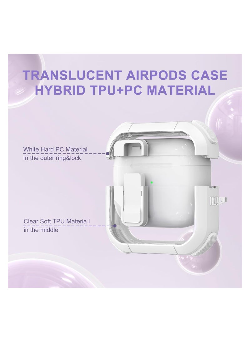 SYOSI - Airpods 3 Clear Case Cover Automatic Snap for Switch Secure Lock Case for Apple Airpod 3rd 2021 Generation Case Cover with Cute Candy Keychain for Women White - Image 1