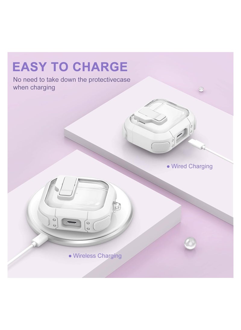 SYOSI - Airpods 3 Clear Case Cover Automatic Snap for Switch Secure Lock Case for Apple Airpod 3rd 2021 Generation Case Cover with Cute Candy Keychain for Women White - Image 1