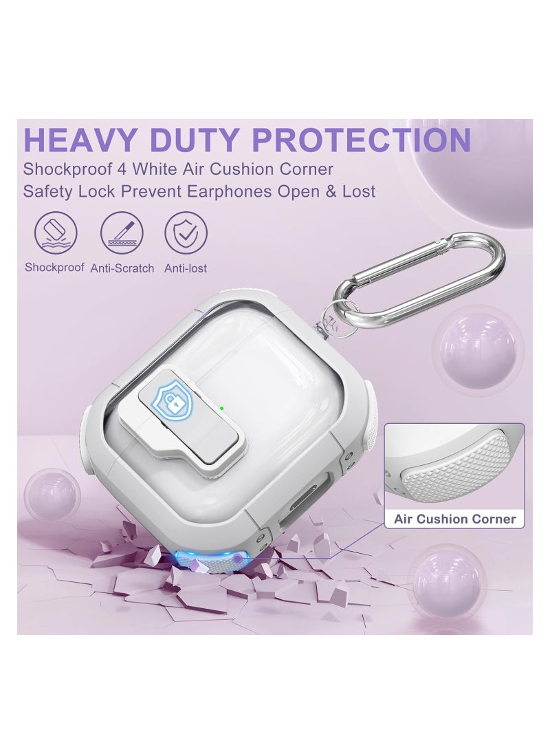 SYOSI - Airpods 3 Clear Case Cover Automatic Snap for Switch Secure Lock Case for Apple Airpod 3rd 2021 Generation Case Cover with Cute Candy Keychain for Women White - Image 1