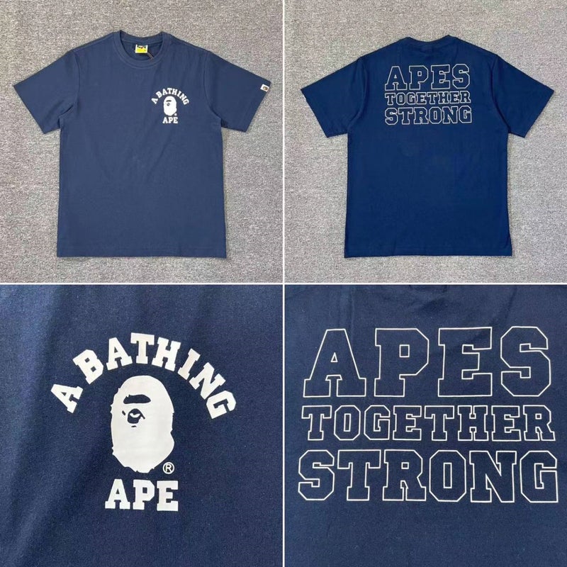 Japanese Fashion Brand Bape Small Ape Head Classic Letter Print Unisex Half-Sleeve Loose Short-Sleeved T-Shirt - Image 1