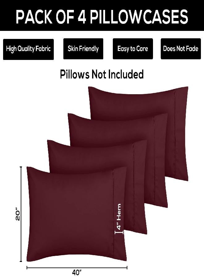 Utopia Bedding King Pillow Cases - 4 Pack - Envelope Closure - Soft Brushed Microfiber Fabric - Shrinkage and Fade Resistant Pillow Covers King Size 20 X 40 Inches (King, Burgundy) - Image 2