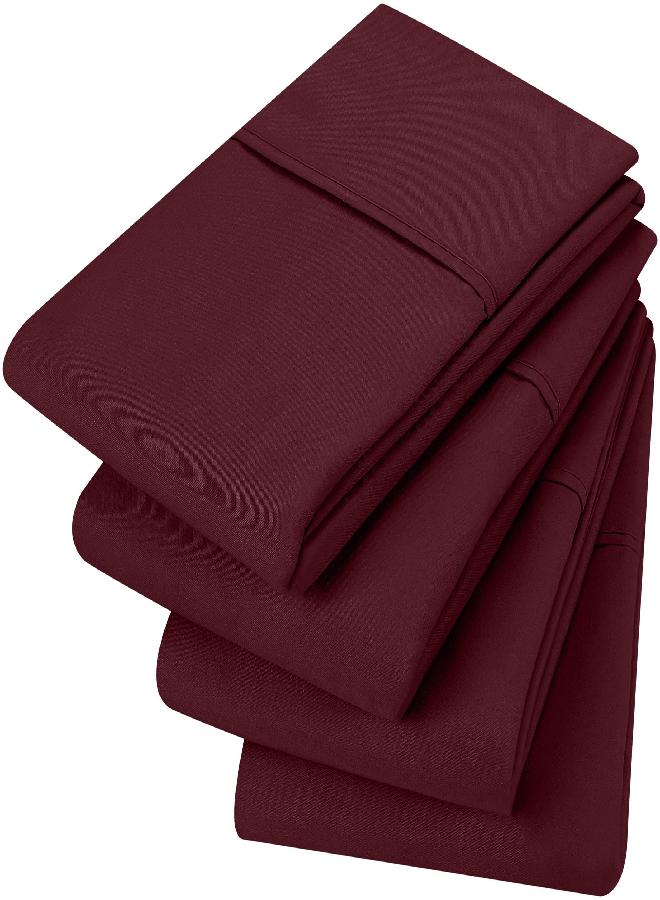 Utopia Bedding King Pillow Cases - 4 Pack - Envelope Closure - Soft Brushed Microfiber Fabric - Shrinkage and Fade Resistant Pillow Covers King Size 20 X 40 Inches (King, Burgundy) - Image 1