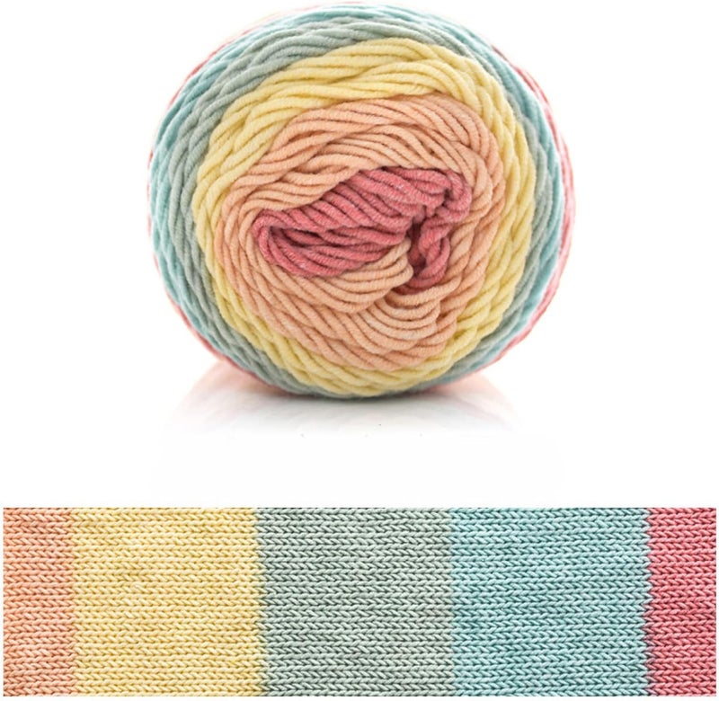 Yarn,Yarn for Crocheting, 100g Rainbow Cotton Yarn Segment Dyeing 5 Strands of Milk Cotton Yarn DIY Hand Knitted Sofa Cushion Pillow Yarn 193m(1pc 31) - Image 1