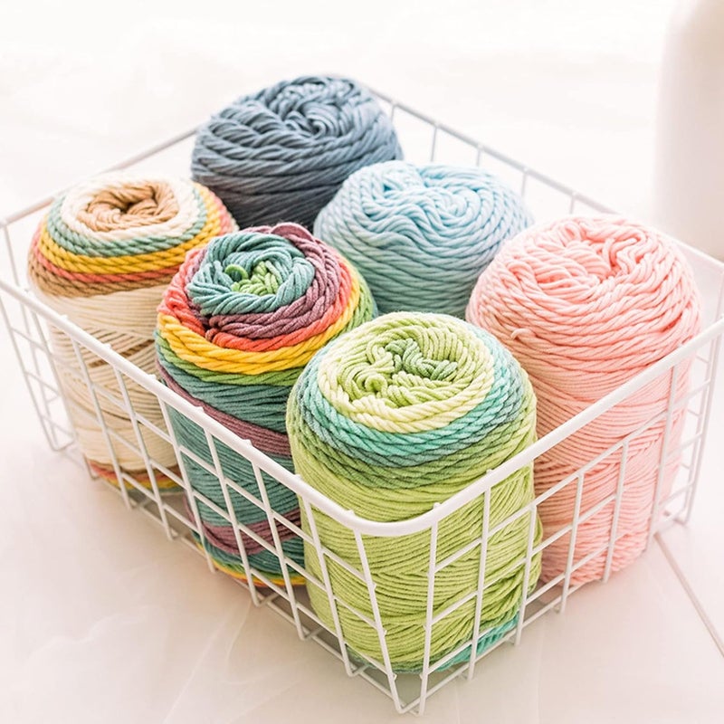 Yarn,Yarn for Crocheting, 100g Rainbow Cotton Yarn Segment Dyeing 5 Strands of Milk Cotton Yarn DIY Hand Knitted Sofa Cushion Pillow Yarn 193m(1pc 31) - Image 5