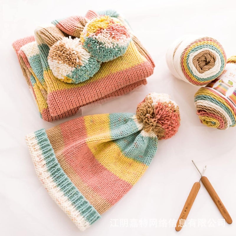 Yarn,Yarn for Crocheting, 100g Rainbow Cotton Yarn Segment Dyeing 5 Strands of Milk Cotton Yarn DIY Hand Knitted Sofa Cushion Pillow Yarn 193m(1pc 31) - Image 4