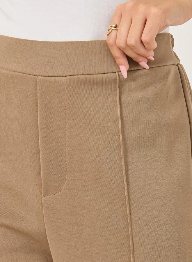 Styli Tapered Knit Pants with Elastic Waistband