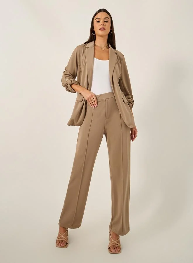 Styli Tapered Knit Pants with Elastic Waistband