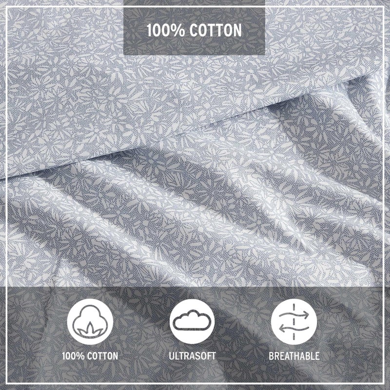 Eddie Bauer - Full Sheets  Cotton Percale Bedding Set  Cool & Breathable Home Decor (Little Blossom  Full) - Image 5