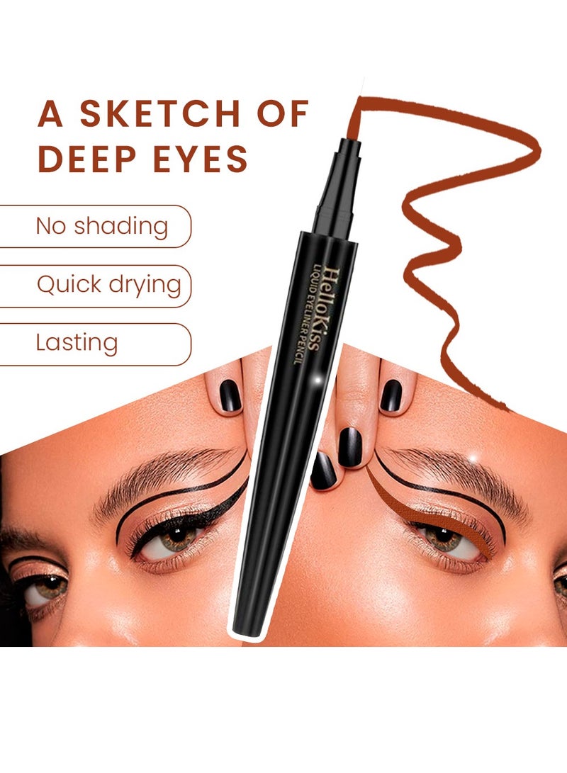 Kanza قلم كحل سائل 2 في 1 باللونين الأسود والبني مقاوم للماء ومضاد للتلطخ مع لون سائل يدوم طويلاً 2x0.5g - Image 3