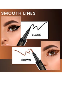 Kanza 2 in 1 Liquid Eyeliner Pencil Black and Brown Waterproof Smudge Proof Sweatproof Eyeliner Pen with Smooth Long Lasting Color Liquid Waterproof Eyeliner Pen Gel with Two Colors 2x0.5g  - Image 5
