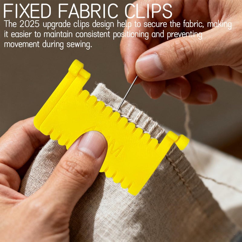 Tizee 2025 Upgrade Template for Sewing - 3 Sizes Non-Slip Stitching Guide Tool with Clips for Fixed Fabric and Consistent Stitches - Image 2