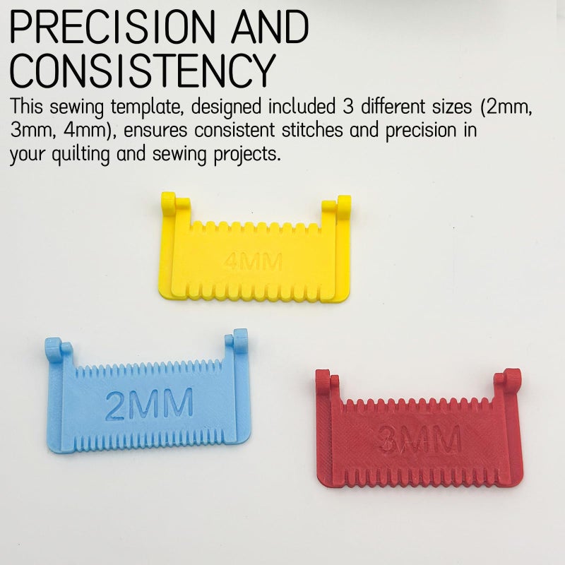 Tizee 2025 Upgrade Template for Sewing - 3 Sizes Non-Slip Stitching Guide Tool with Clips for Fixed Fabric and Consistent Stitches - Image 3
