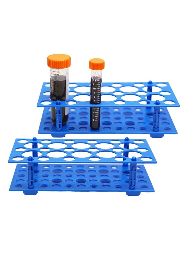 2Pack Test Tube Rack, Centrifuge Tube Holder for 10ml, 15ml, 50ml, Detachable Plastic Stand, 28 Well - Image 1
