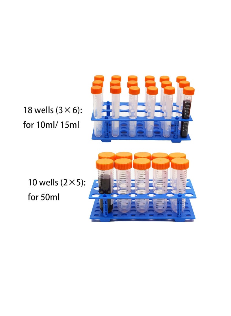 2Pack Test Tube Rack, Centrifuge Tube Holder for 10ml, 15ml, 50ml, Detachable Plastic Stand, 28 Well - Image 3