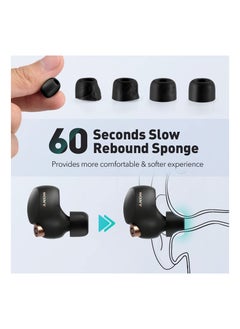 Y&D Memory Foam Tips for Sony WF-1000XM4 / WF-1000XM3, Anti-Slip Replacement Ear True Wireless Earphones, Fit in The Charging Case, Perfect Noise Cancellation, 3 Pairs (Assorted Size, Black)  - Image 5